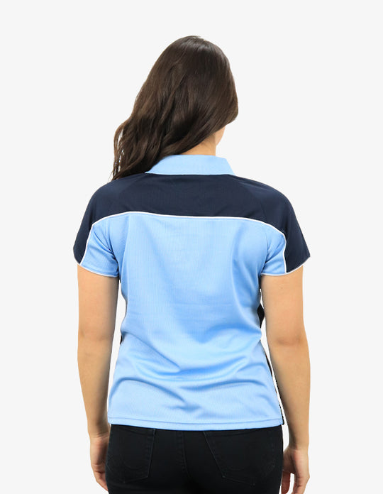 Be Seen Ladies Polo Shirt With Contrast Sleeve Edge Piping (The Chameleon)