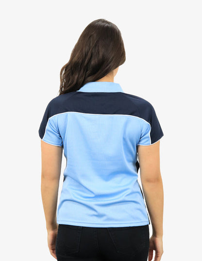 Be Seen Ladies Polo Shirt With Contrast Sleeve Edge Piping (The Chameleon)