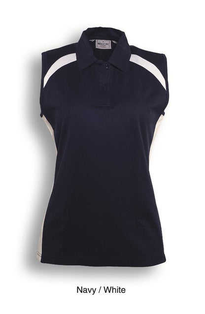 Bocini Ladies Sleeveless Contrast Polo-(CP0931)