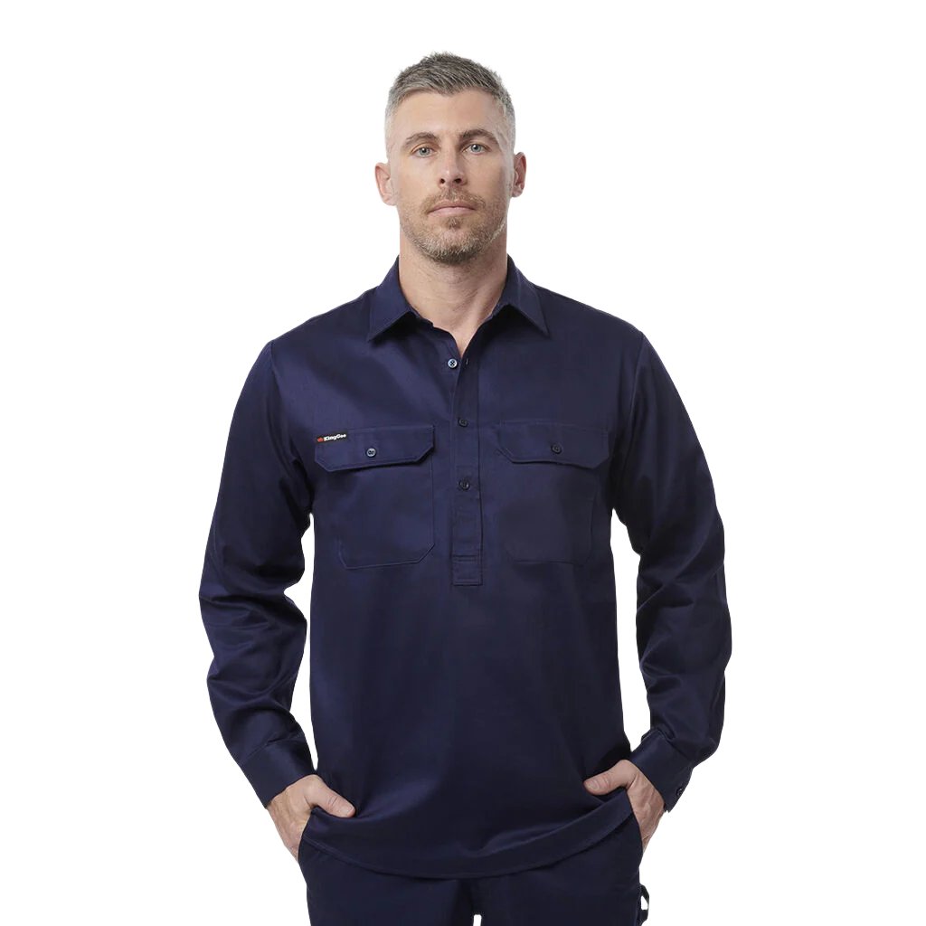 King Gee Originals Long Sleeve Closed Front Cotton Drill Work Shirt K Uniform Wholesalers