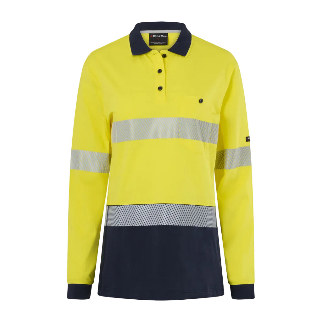 King Gee Women's Originals Hi-Vis Spliced Taped Cotton Polo (K44248)