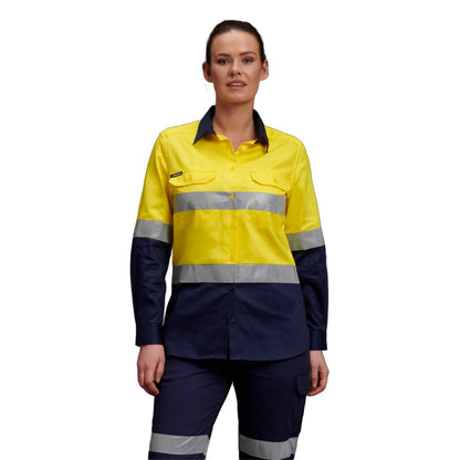 King Gee Women's Hi-Vis Reflective Long Sleeve Work Shirt (K44532)