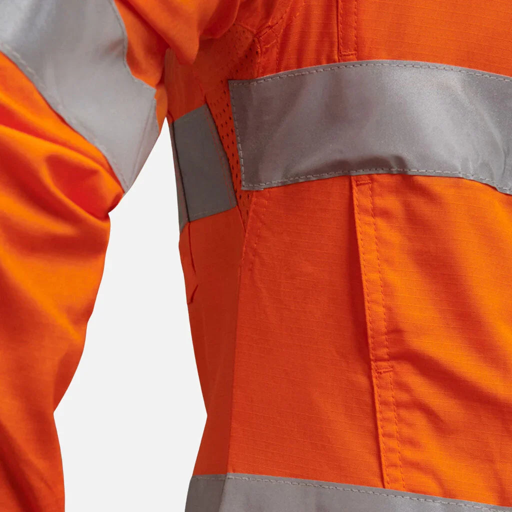 K44544 Back King Gee Women's Workcool 2 Hi-Vis Reflective Work Shirt (K44545 ...