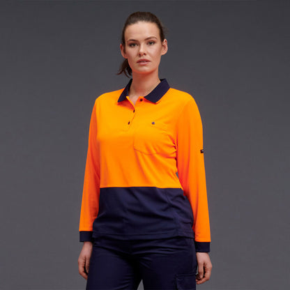 King Gee Women's Workcool Hyperfreeze Hi-Vis Long Sleeve Polo Shirt ( K44730)
