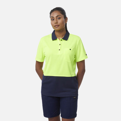 King Gee Women's Workcool Hyperfreeze Hi-Vis Short Sleeve Polo Shirt (K44735)