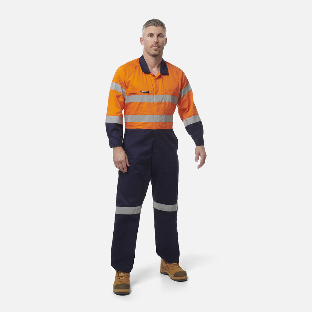 King Gee Originals Hi-Vis Reflective Two Tone Drill Work Overalls