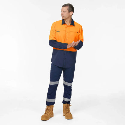 King Gee Dry Cool Hi Vis Spliced Shirt Long Sleeve Shirt (K54036)