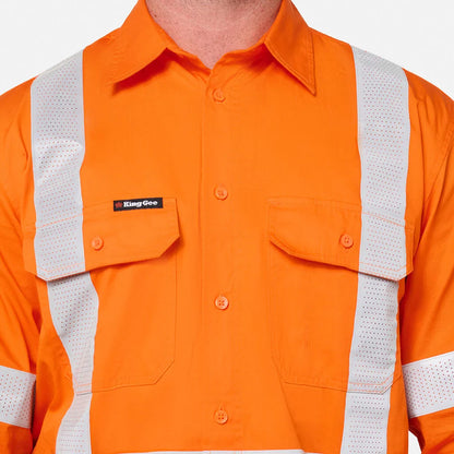 King Gee Originals NSW Rail Hi-Vis Vented Taped Long Sleeve Shirt (K54044)