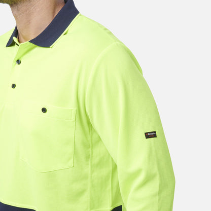 King Gee Workcool Hyperfreeze Hi-Vis Two Tone Long Sleeve Polo Shirt (K54235)