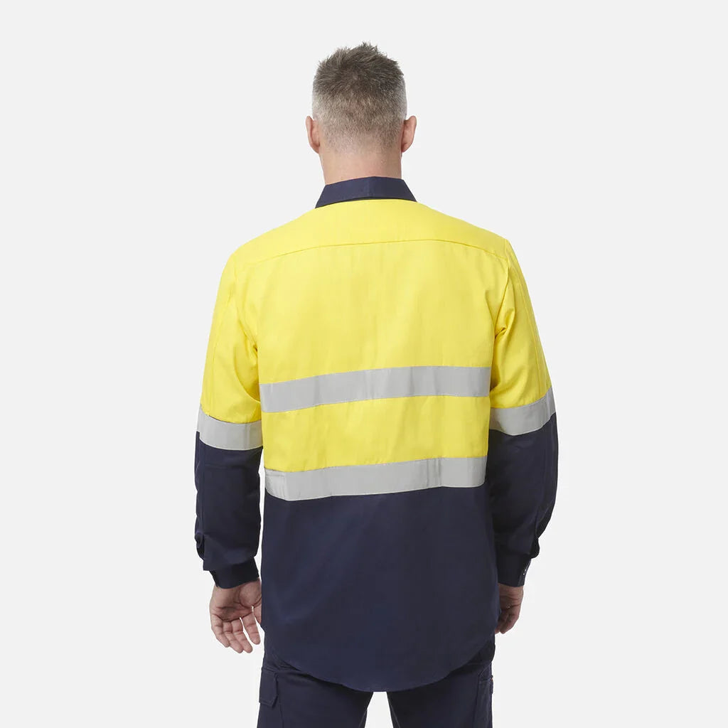 K44544 Back King Gee Originals Hi-Vis Reflective Two Tone Long Sleeve Work Shirt ...