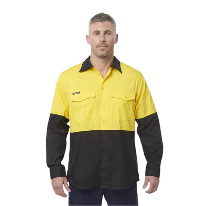 King Gee Workcool 2 Hi-Vis Two Tone Long Sleeve Drill Work Shirt (K54870)