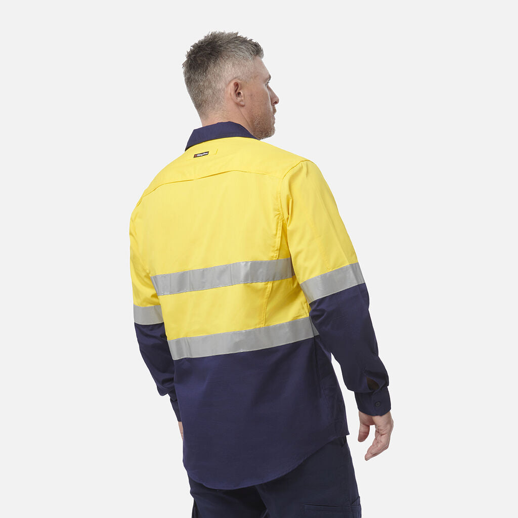 K44544 Back King Gee Workcool 2 Hi-Vis Reflective Closed Front Work Shirt (K54886 ...