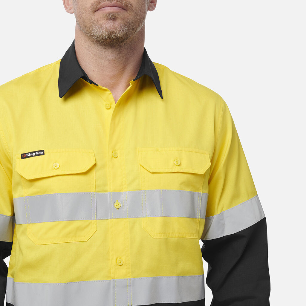 King Gee Workcool Vented Spliced Shirt Taped Long Sleeve (K54913)