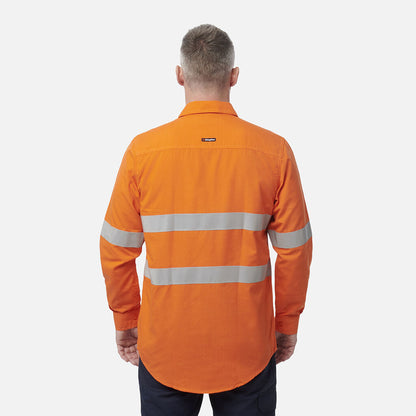 King Gee Shieldtec Lenzing FR Hi-Vis Spliced Open Front Taped Shirt (K84001)