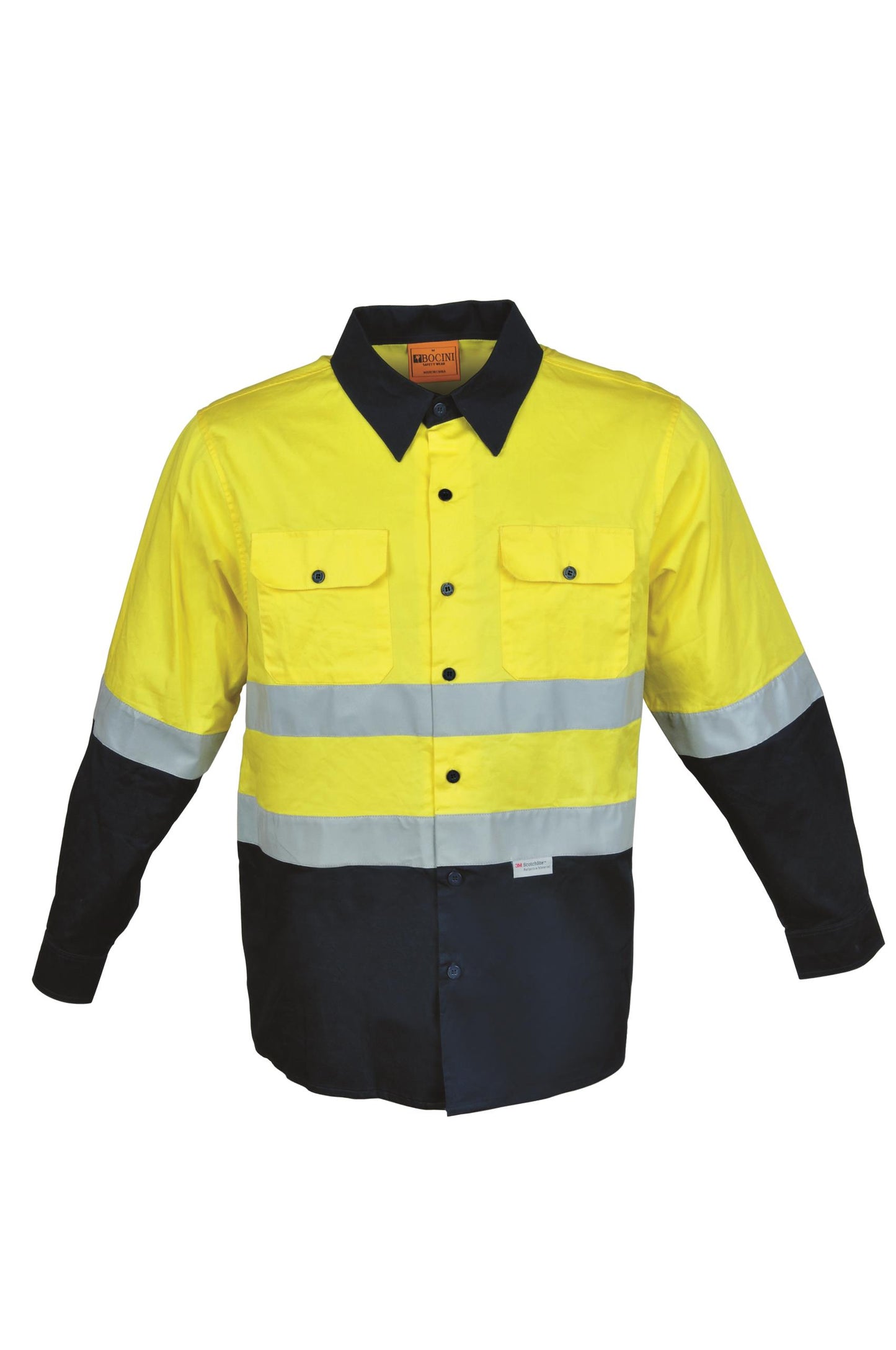 Bocini High-Vis L/S Cotton Drill Shirt With Reflective Tape(SS1232)