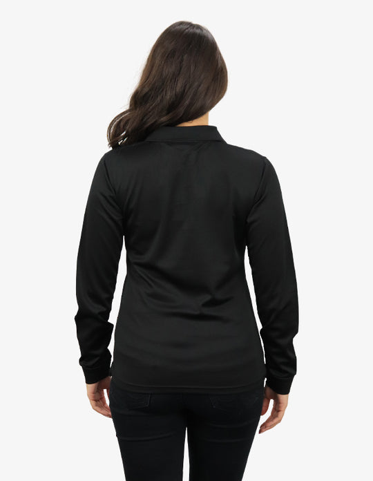 Be Seen Ladies Long Sleeve Plain Polo Shirt With Ribbed Cuffs (The Phoenix)