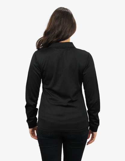 Be Seen Ladies Long Sleeve Plain Polo Shirt With Ribbed Cuffs (The Phoenix)