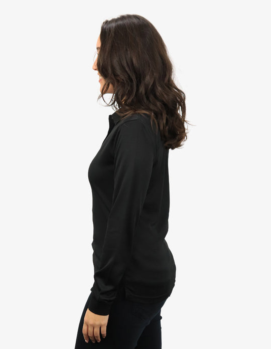 Be Seen Ladies Long Sleeve Plain Polo Shirt With Ribbed Cuffs (The Phoenix)