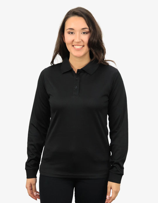 Be Seen Ladies Long Sleeve Plain Polo Shirt With Ribbed Cuffs (The Phoenix)
