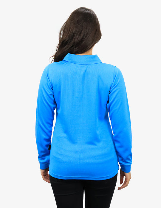 Be Seen Ladies Long Sleeve Plain Polo Shirt With Ribbed Cuffs (The Phoenix)