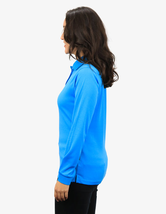 Be Seen Ladies Long Sleeve Plain Polo Shirt With Ribbed Cuffs (The Phoenix)