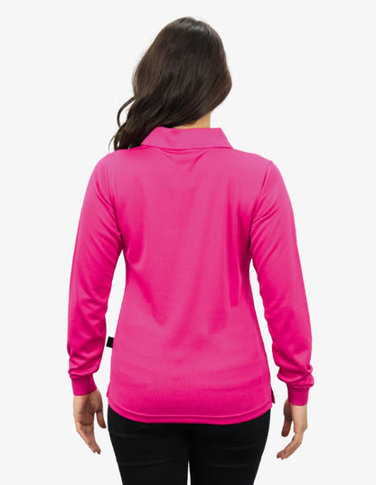 Be Seen Ladies Long Sleeve Plain Polo Shirt With Ribbed Cuffs (The Phoenix)