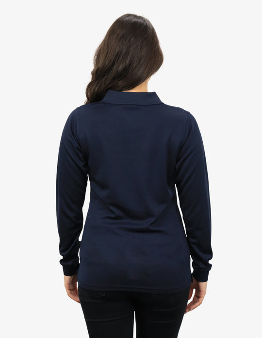 Be Seen Ladies Long Sleeve Plain Polo Shirt With Ribbed Cuffs (The Phoenix)