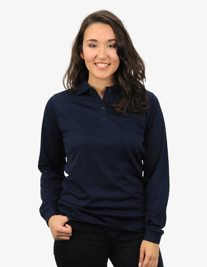 Be Seen Ladies Long Sleeve Plain Polo Shirt With Ribbed Cuffs (The Phoenix)