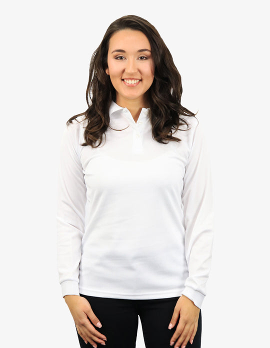 Be Seen Ladies Long Sleeve Plain Polo Shirt With Ribbed Cuffs (The Phoenix)
