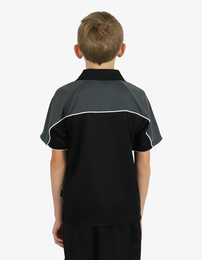 Be Seen Kids Polo Shirt With Contrast Sleeve Edge Piping (The Rozella)
