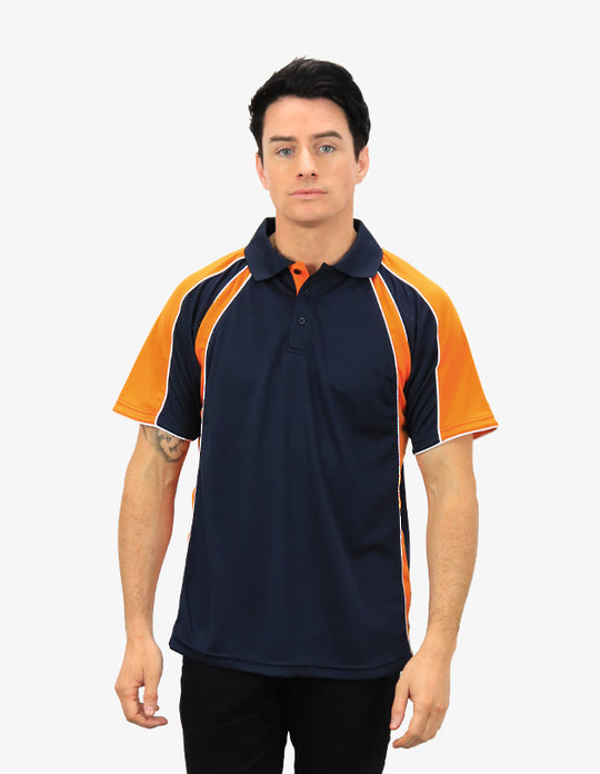 Be Seen Men's Polo Shirt With Contrast Sleeve 2nd Color (The Toucan)