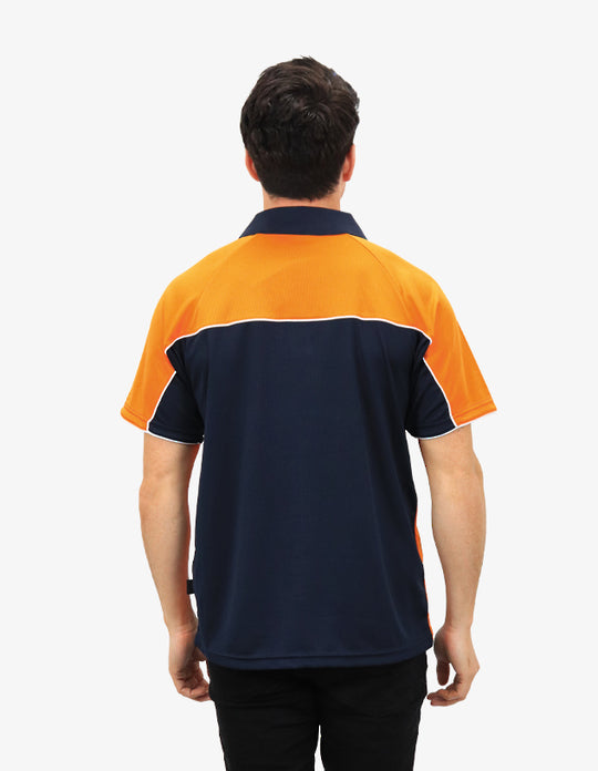 Be Seen Men's Polo Shirt With Contrast Sleeve 2nd Color (The Toucan)