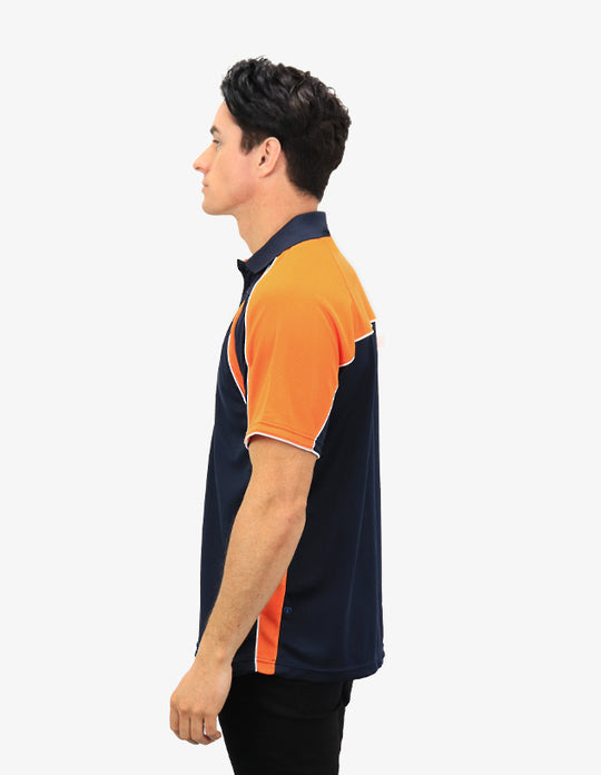 Be Seen Men's Polo Shirt With Contrast Sleeve 2nd Color (The Toucan)