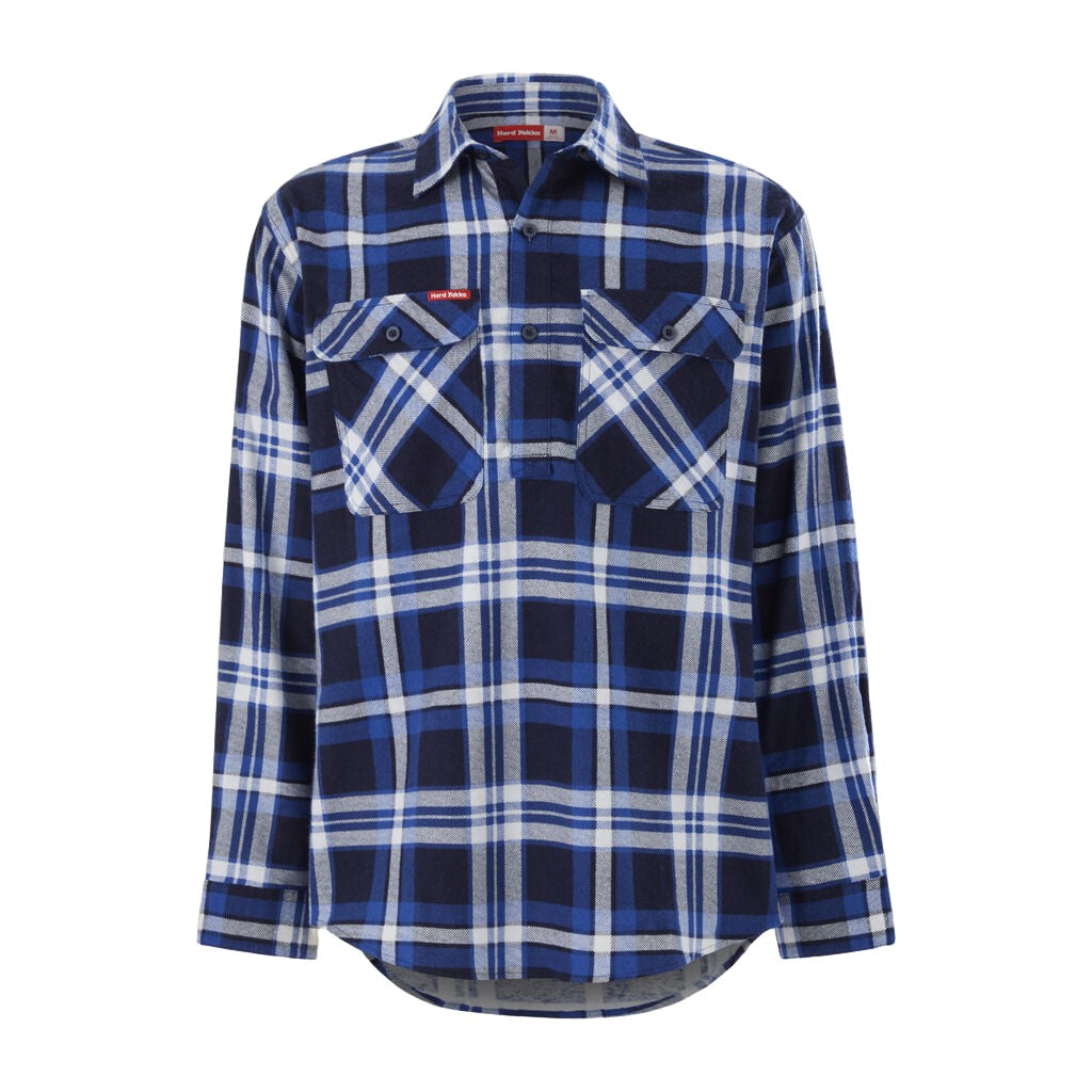Hard Yakka Core Long Sleeve Closed Front Check Flannel Shirt