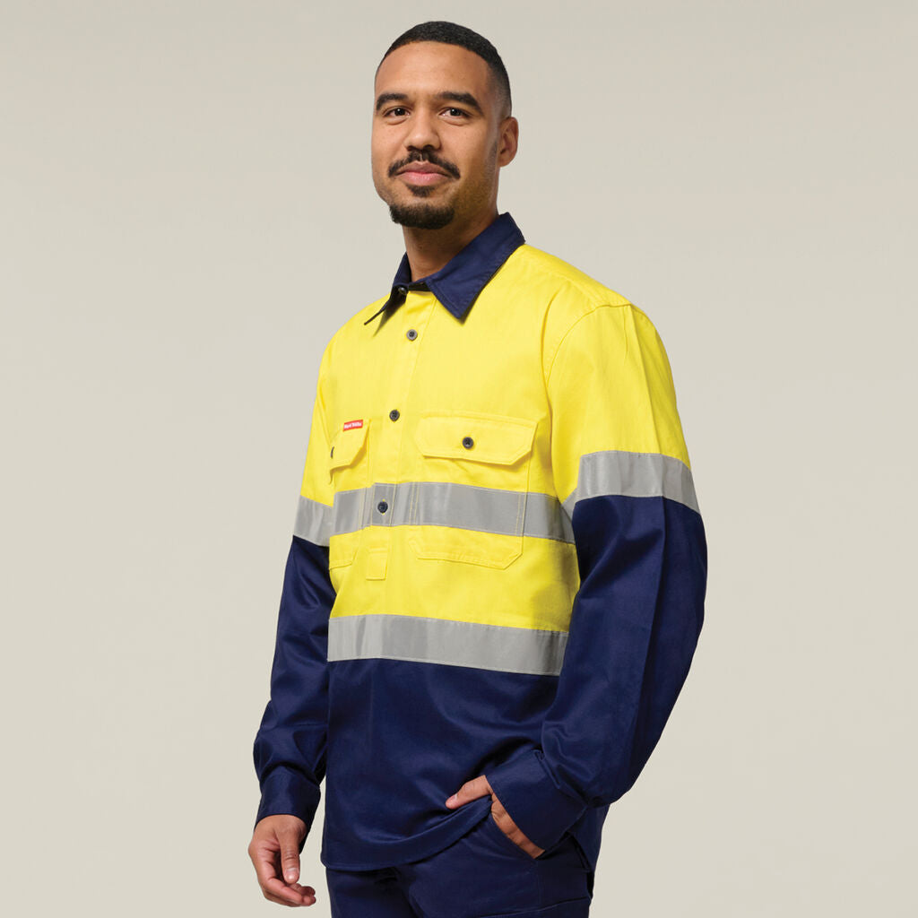 Hard Yakka Core Hi-Vis Long Sleeve Heavyweight Closed Front Taped