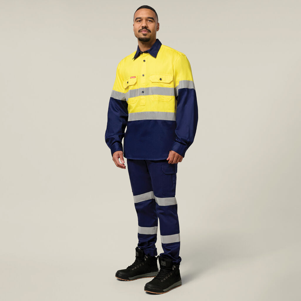 Hard Yakka Core Hi-Vis Long Sleeve Heavyweight Closed Front Taped