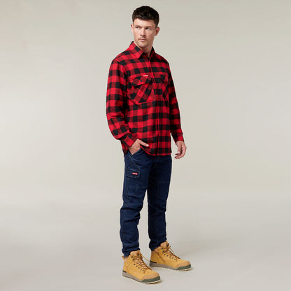 Hard Yakka Long Sleeve Check Flannel Cotton Work Shirt (Y07295)