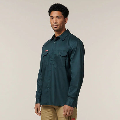 Hard Yakka Long Sleeve Open Front Cotton Drill Work Shirt (Y07500)