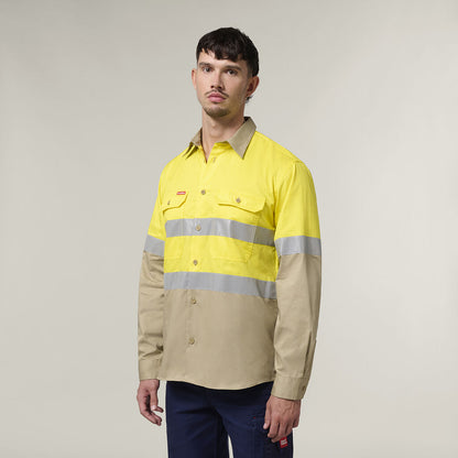 Hard Yakka Core Hi-Vis Long Sleeve 2 Tone Taped Vented Cotton Shirt (Y07940)
