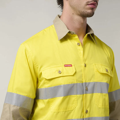 Hard Yakka Core Hi-Vis Long Sleeve 2 Tone Taped Vented Cotton Shirt (Y07940)