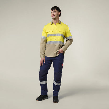 Hard Yakka Core Hi-Vis Long Sleeve 2 Tone Taped Vented Cotton Shirt (Y07940)