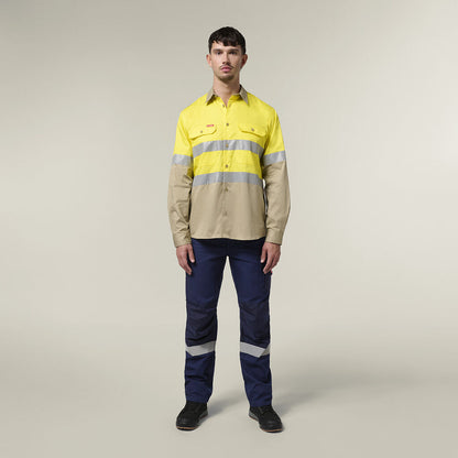 Hard Yakka Core Hi-Vis Long Sleeve 2 Tone Taped Vented Cotton Shirt (Y07940)
