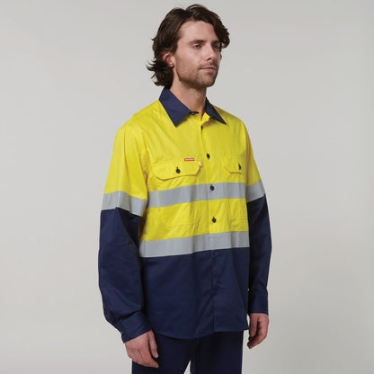 Hard Yakka Core Hi-Vis Long Sleeve 2 Tone Taped Vented Cotton Shirt (Y07940)