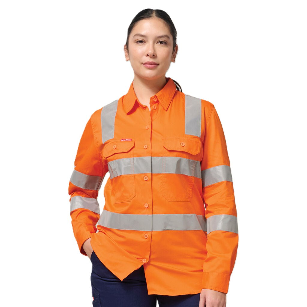 Hard Yakka Women's Core Biomotion Hi-vis Taped Long Sleeve Cross Back (Y08420)