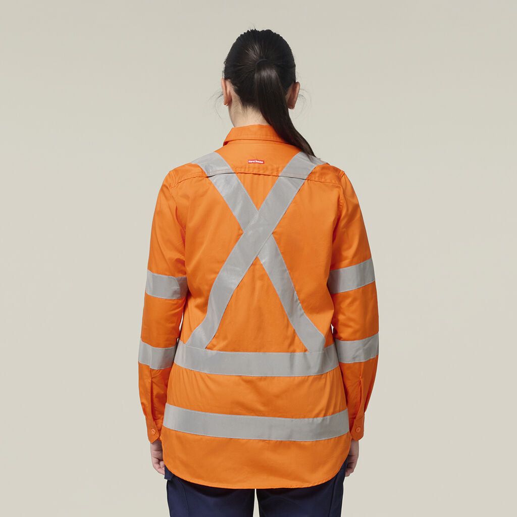 Hard Yakka Women's Core Biomotion Hi-vis Taped Long Sleeve Cross Back (Y08420)