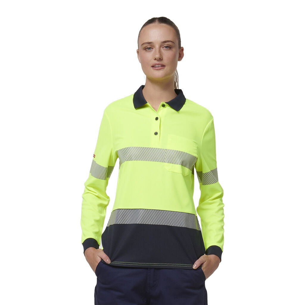 Hard Yakka Women's Long Sleeve Hi Vis Taped Polo (Y08604)