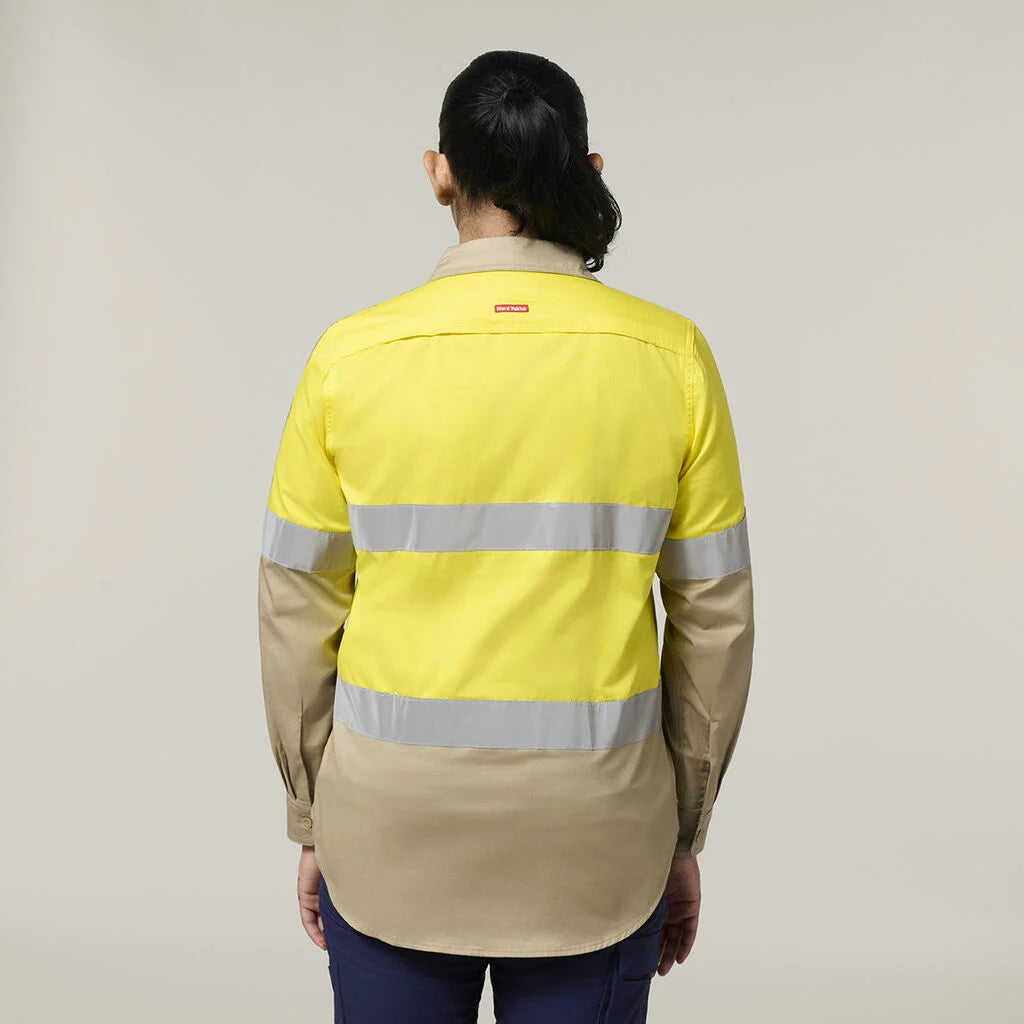 Hard Yakka Women's Hi-Vis Lightweight 2 Tone Taped Long Sleeve Shirt (Y08805)