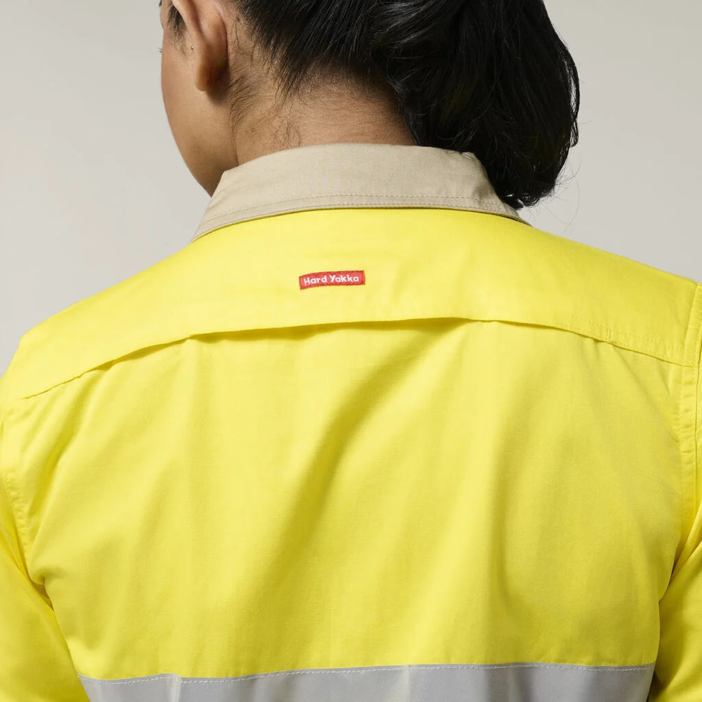 Hard Yakka Women's Hi-Vis Lightweight 2 Tone Taped Long Sleeve Shirt (Y08805)
