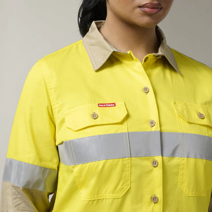 Hard Yakka Women's Hi-Vis Lightweight 2 Tone Taped Long Sleeve Shirt (Y08805)