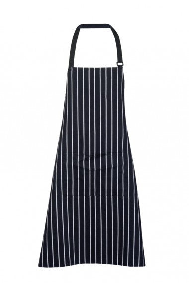 Ramo-Ramo Stripe Apron - Full Bib-82cm*90cm / Black/White-Uniform Wholesalers - 2